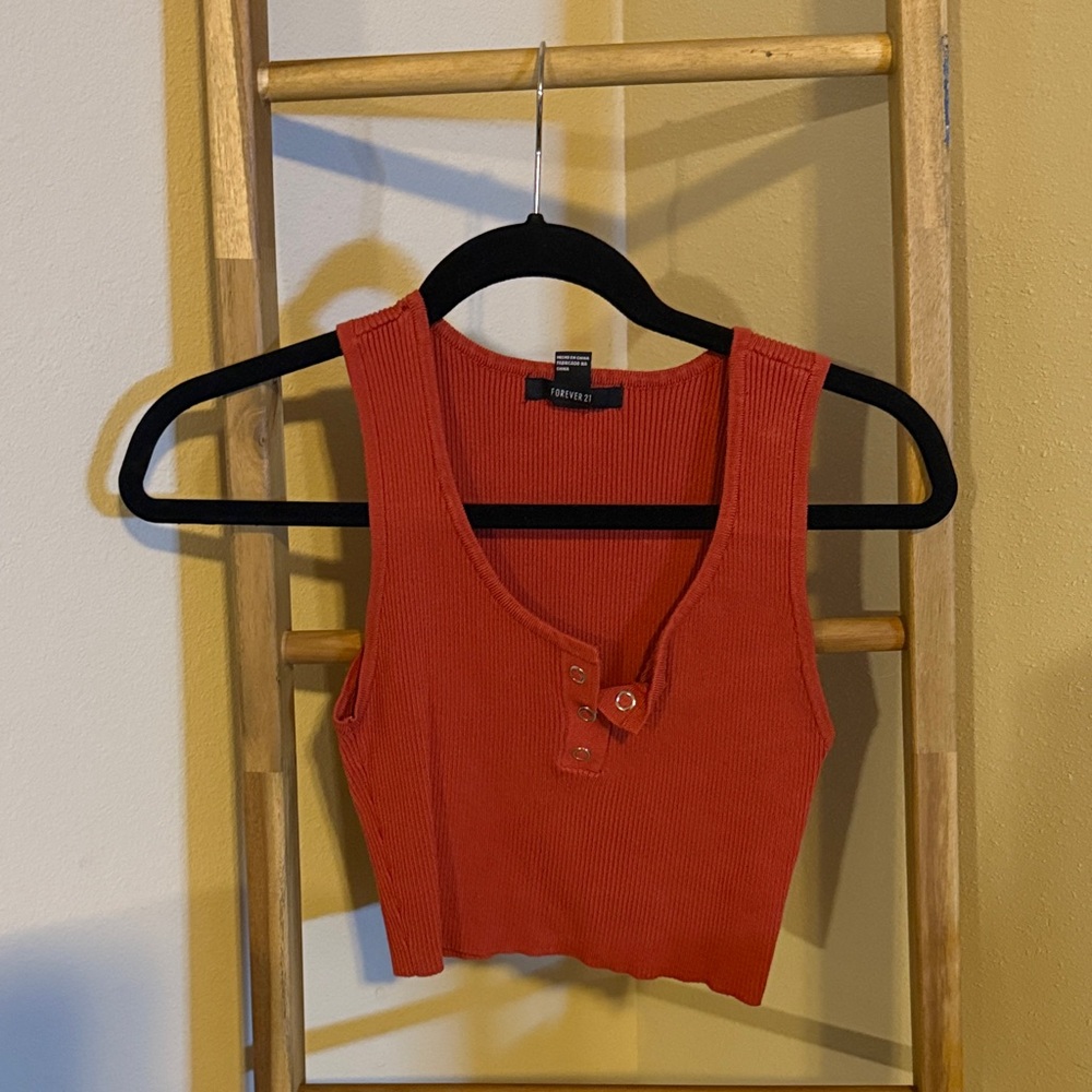 Forever 21 Buttoned Red Tank Top